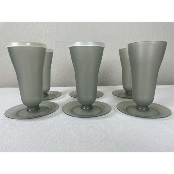 Tupperware Parfait Cups Smoky Grey Cups Bases Lids 754 296 Dessert Seals 6 - Picture 4 of 8
